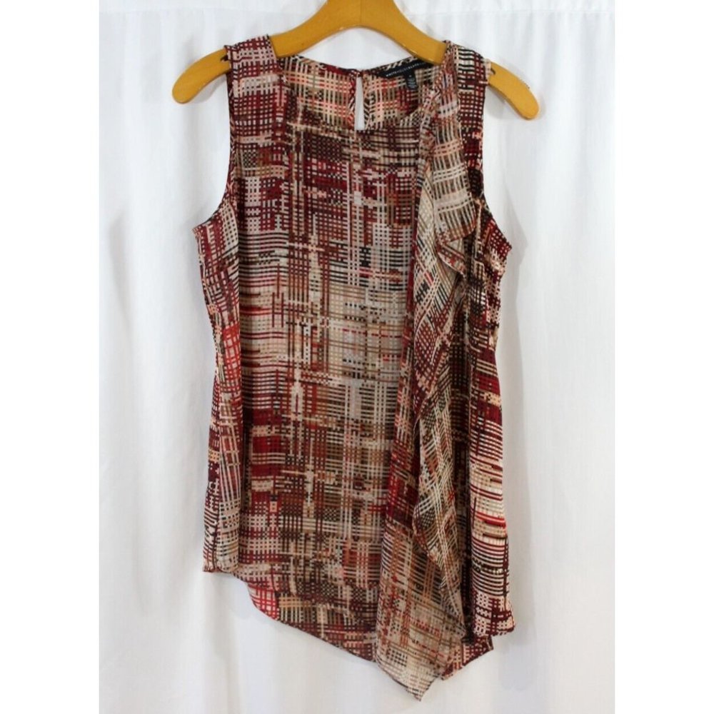 Sleeveless Plaid Top - Red and Cream